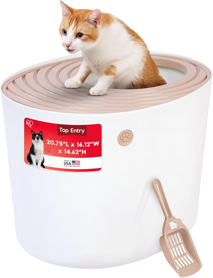 Stylish Top Entry Cat Litter Box with Scoop