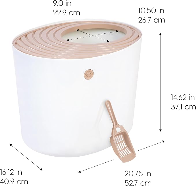 Stylish Top Entry Cat Litter Box with Scoop