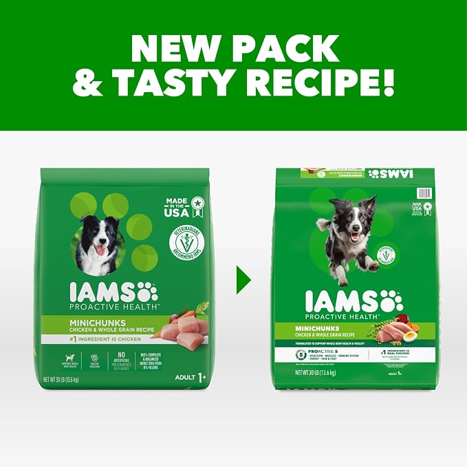 IAMS Minichunks Adult Dog Food, Chicken, 30 lb