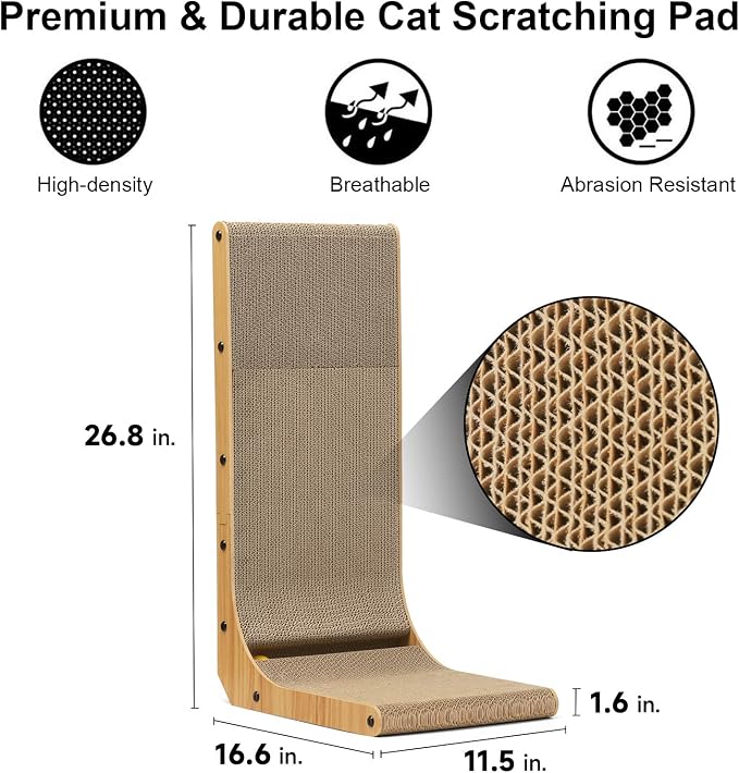 FUKUMARU L-Shaped Cat Scratcher with Ball Toy