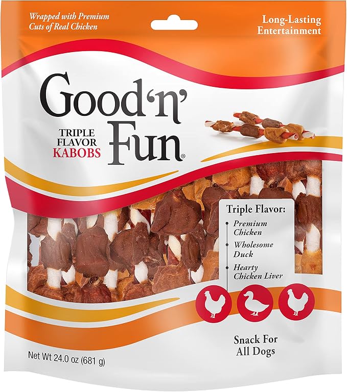 Good'N'Fun Triple Flavor Rawhide Dog Kabobs 1.5lb