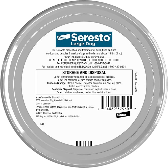 Seresto Large Dog Flea & Tick Collar – 8-Month Protection