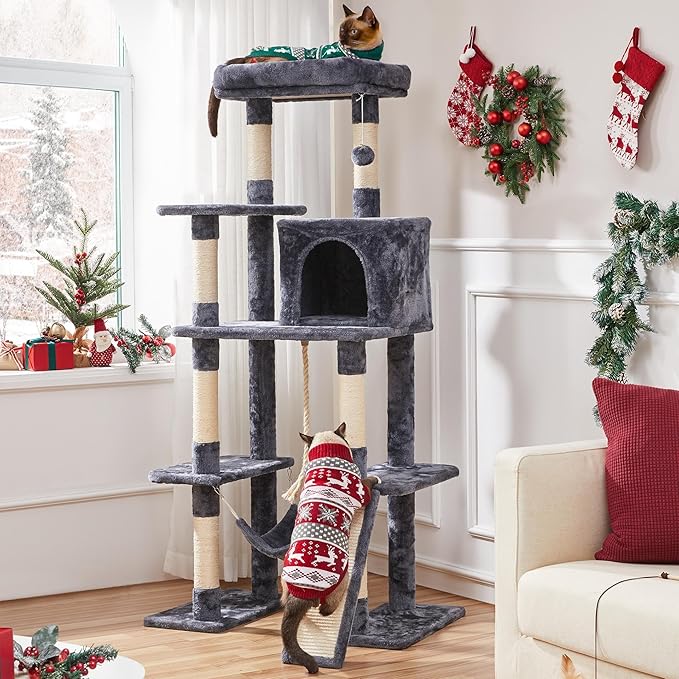 63" Multi-Level Cat Tree with Scratching Posts