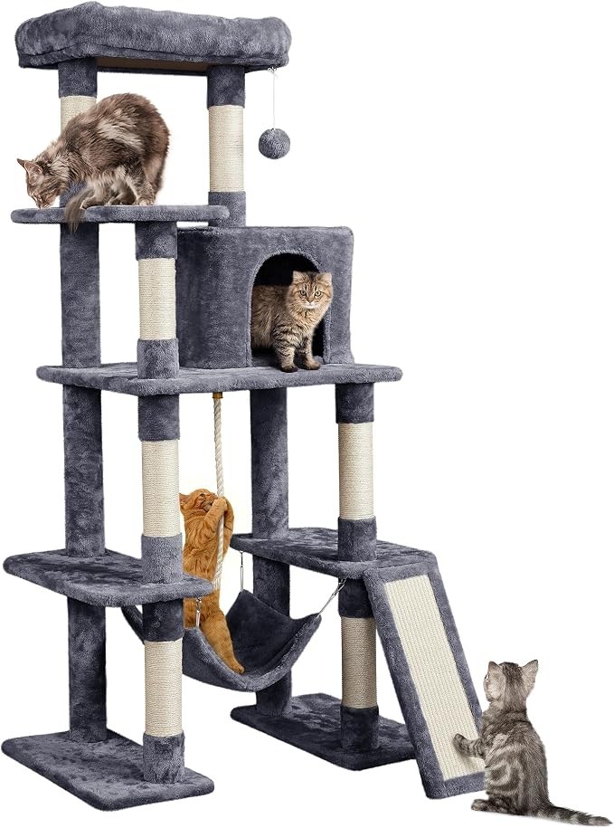 63" Multi-Level Cat Tree with Scratching Posts