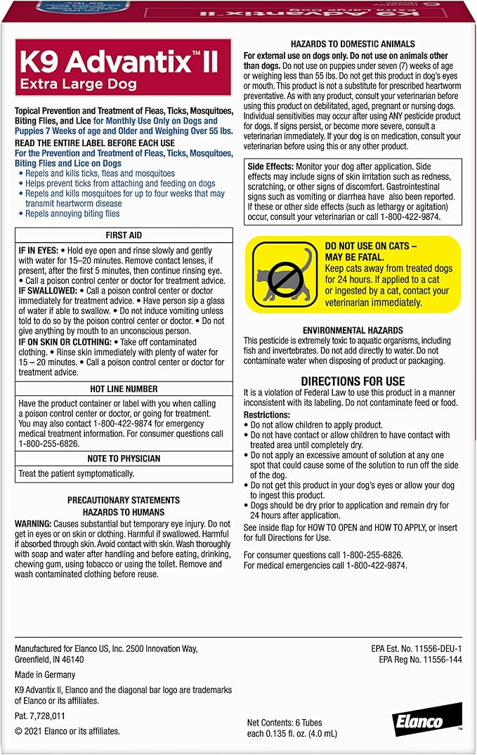 K9 Advantix II XL Flea & Tick Treatment for Dogs 55+ lbs